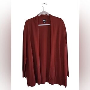 Lands End Long Sleeve Open Long Cardigan Sweater Terracotta Orange Rust 2X